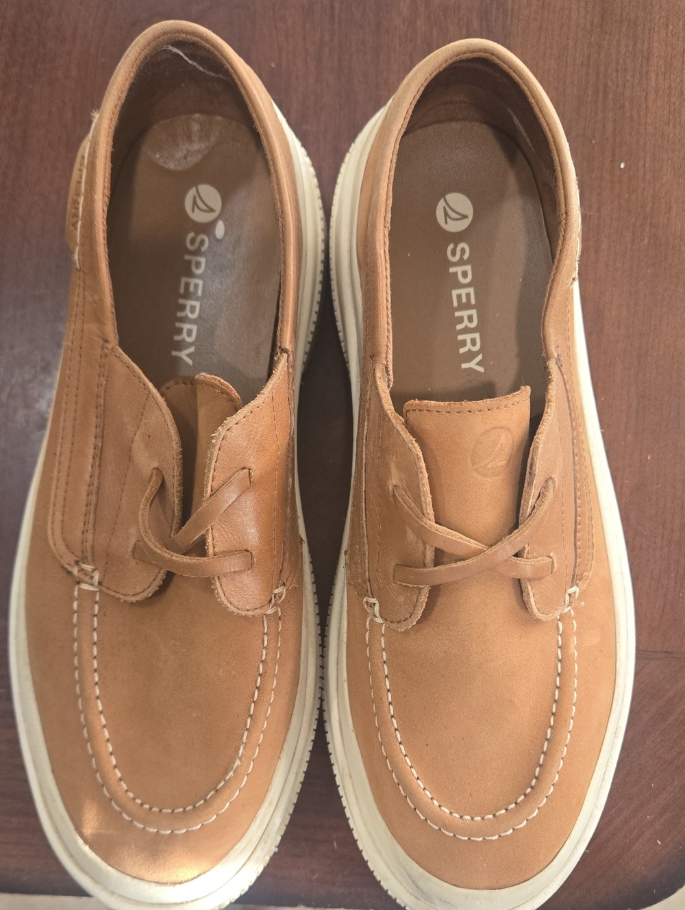 Sperry Women's Light Brown Leather Moc Toe Boat Shoes